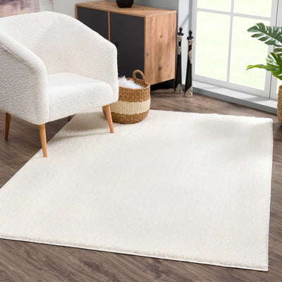 Judy Solid White Washable Shag Rug