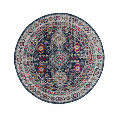 Tigrim 2307 Colorful Navy Blue Rug