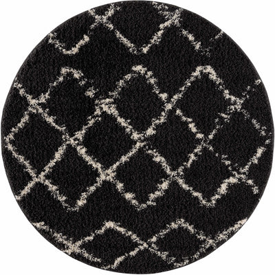 Wallagrass Black/Beige Trellis Tassel Shag - Clearance