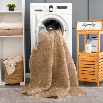 Judy Solid Brown Washable Shag Rug