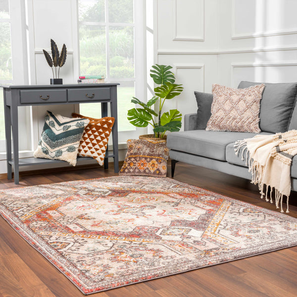 Yennora Brick Red Medallion Rug