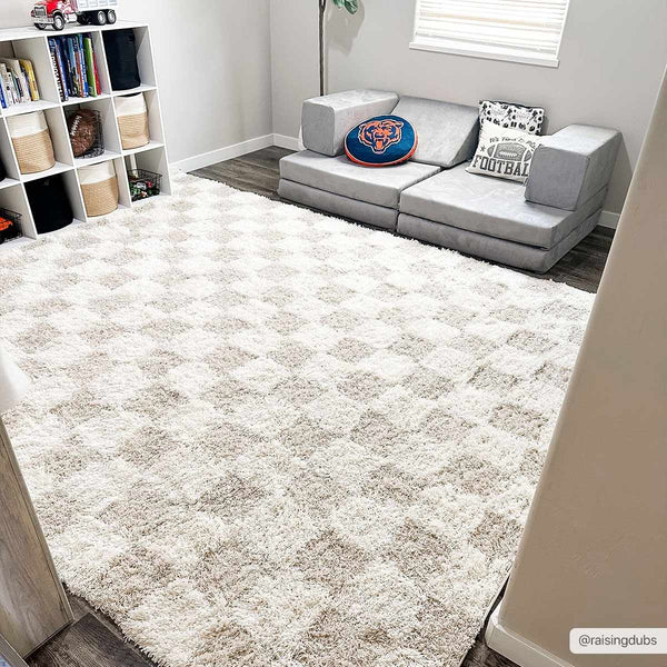 Atira Light Brown Checkered Area Rug