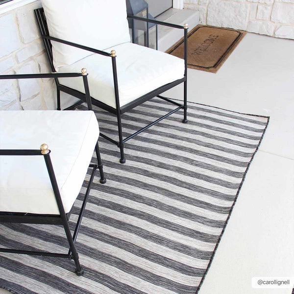 Bongaree Black&Gray Striped Flatweave Carpet - Clearance