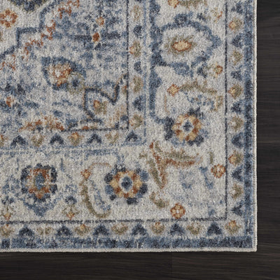 Blue Cream Hiti Washable Area Rug - Clearance