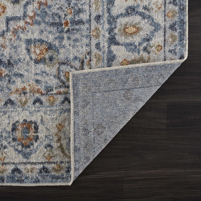 Blue Cream Hiti Washable Area Rug - Clearance