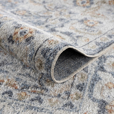 Blue Cream Hiti Washable Area Rug - Clearance