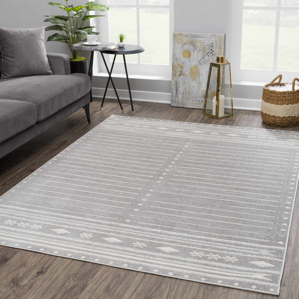 Aztec Pinstripe Gray Rug TGS-2324 - Limited Edition