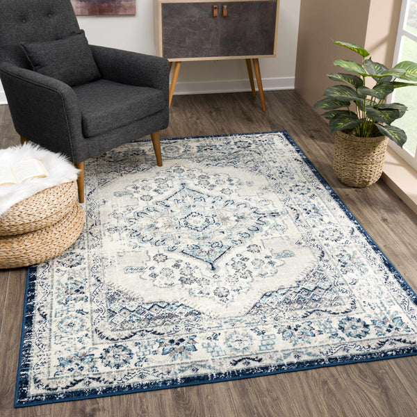 KMRSH-4604 Blue Medallion 5x7 Area Rug - Clearance