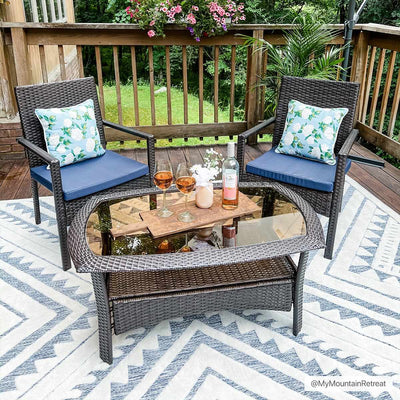 Alida Blue Outdoor Rug - Clearance