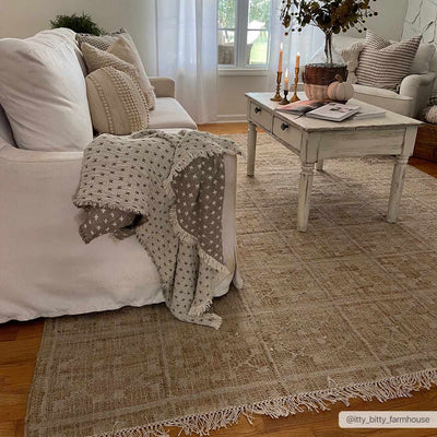 Rice Handcrafted Fringed Jute Carpet