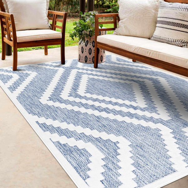 Amala Blue Outdoor Rug Washable