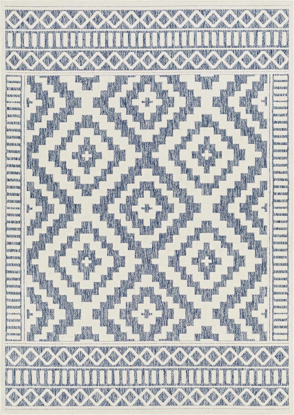 Feya Blue & Cream Outdoor Rug - Clearance