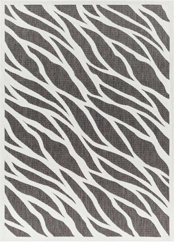 Astra Zebra Print Black Outdoor Rug - Clearance