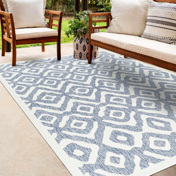 Burl Blue Outdoor Rug - Clearance