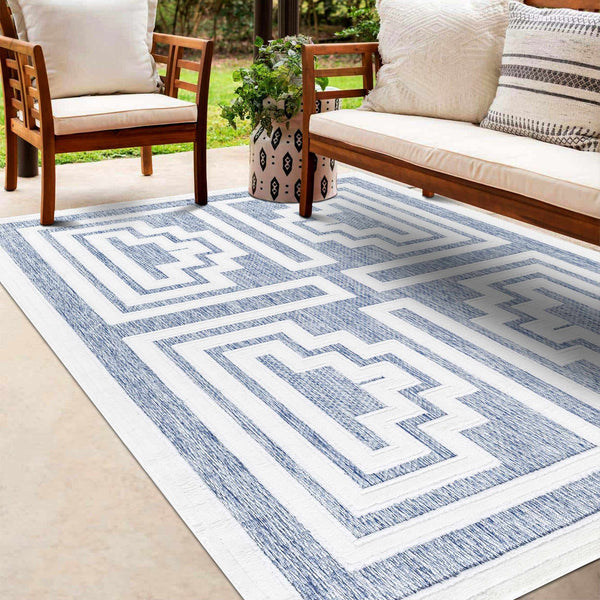 Yves Blue Outdoor Rug - 6x9 Clearance