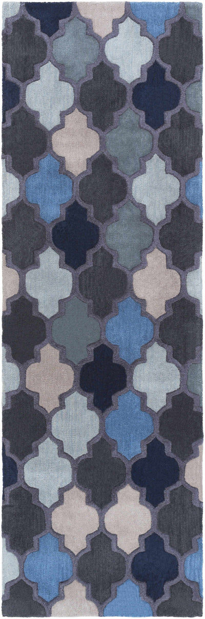 Aberfeldy 9x13 Blue Trellis Wool Area Rug - Clearance