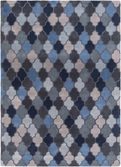 Aberfeldy 9x13 Blue Trellis Wool Area Rug - Clearance