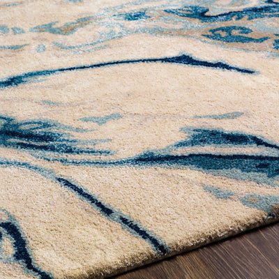 Agguga Blue Marble Look Wool&Viscose Rug