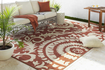 Alburnett Burnt Orange Floral Rug - Clearance