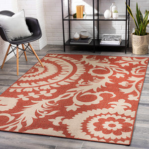 Alburnett Burnt Orange Floral Rug - Clearance