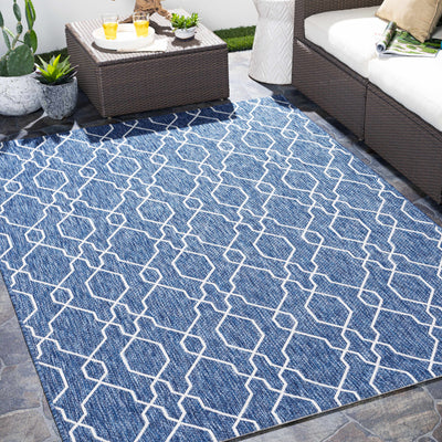 Aldford Denim Blue Trellis Outdoor Carpet