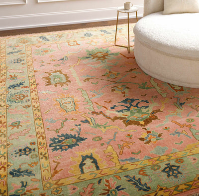 Allgood Premium Pink&Green Wool Area Rug