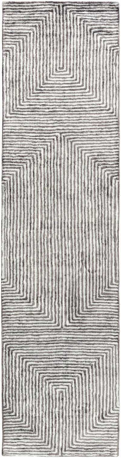 Quartz Patterned Sheen Gray/Green Viscose Rug