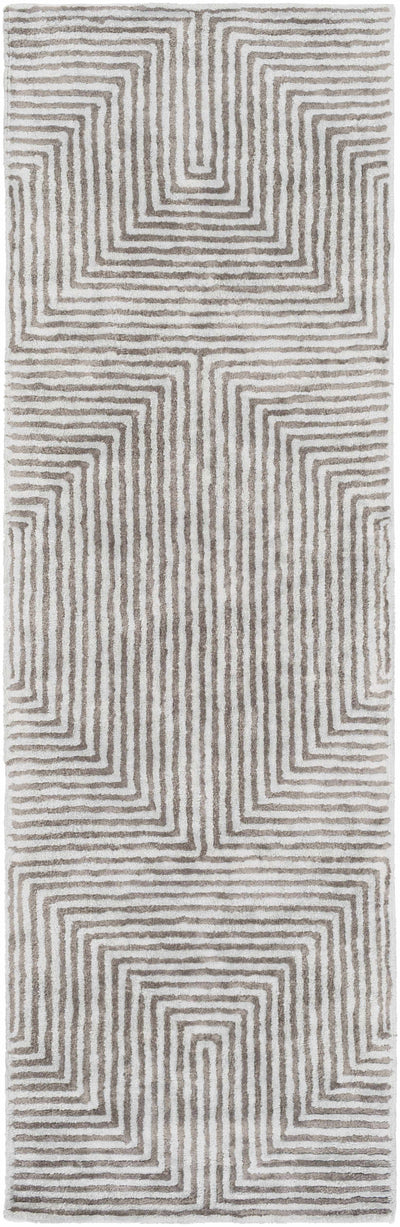 Quartz Patterned Sheen Gray/Green Viscose Rug