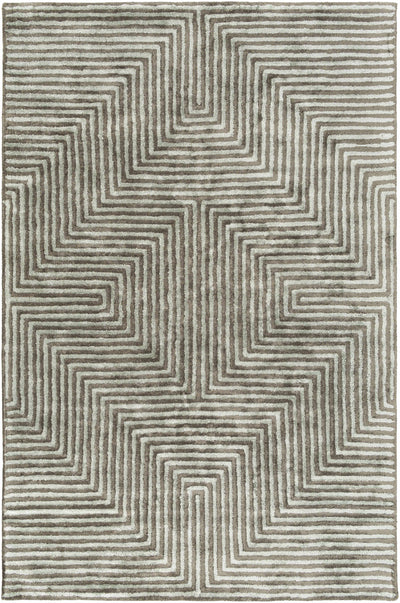 Quartz Patterned Sheen Gray/Green Viscose Rug