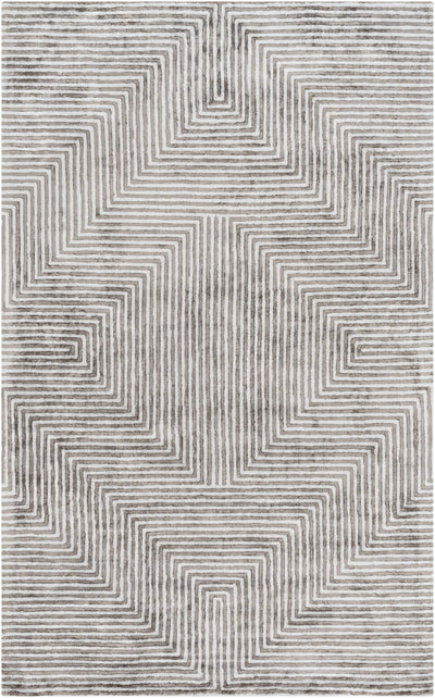 Quartz Patterned Sheen Gray/Green Viscose Rug