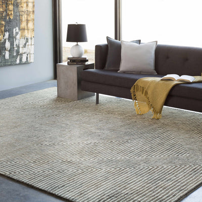 Quartz Patterned Sheen Gray/Green Viscose Rug