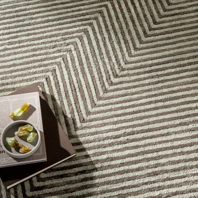 Quartz Patterned Sheen Gray/Green Viscose Rug