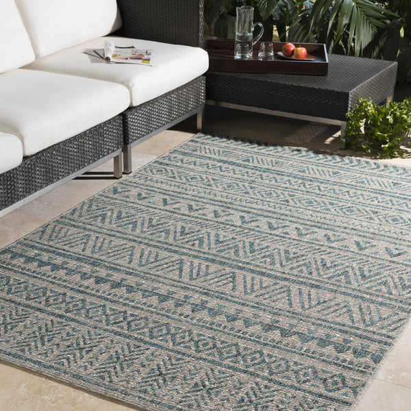 Novato Aqua All Over Pattern Performance Rug