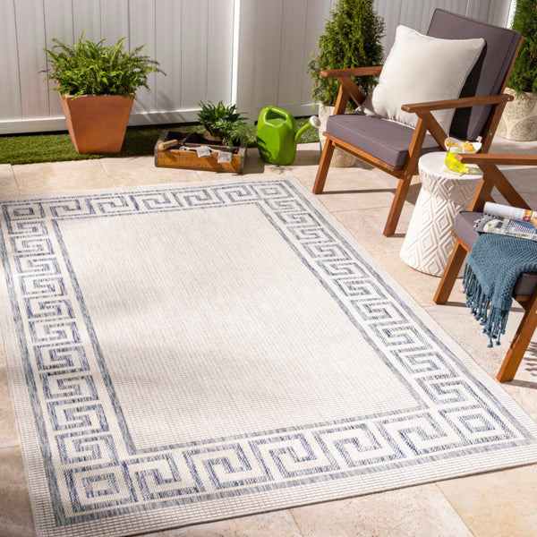 Alen Cream & Blue Indoor & Outdoor Rug - Clearance