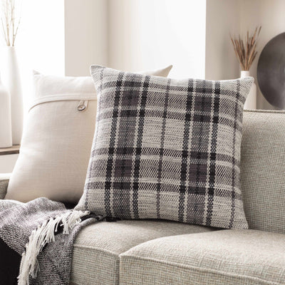 Aran Black Plaid Check Throw Pillow