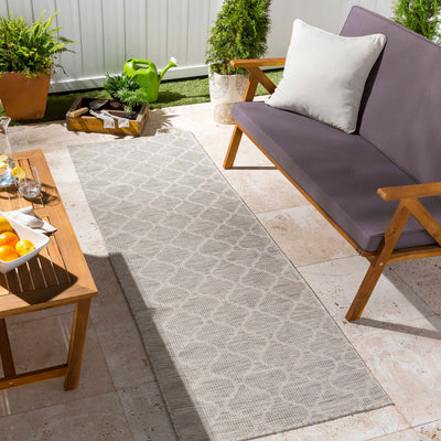 Unique Outdoor Trellis Area Rug, Ivory - Clearance