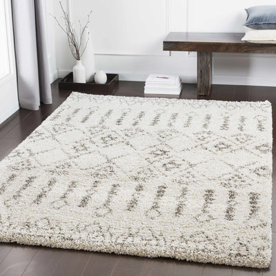 Aylett Beige Trellis Shag Rug - Clearance