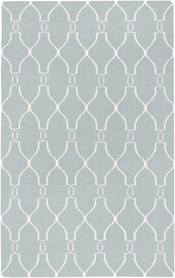 Baconton Blue/Beige Trellis Wool Rug - Clearance