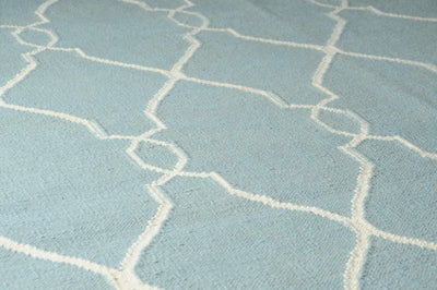 Baconton Blue/Beige Trellis Wool Rug - Clearance