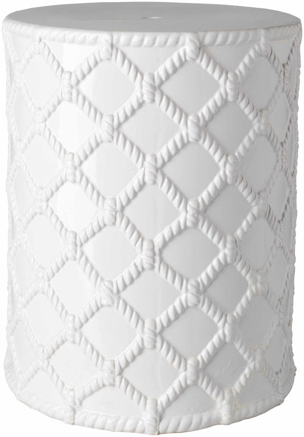 Balagui White Rope Pattern Ceramic Stool