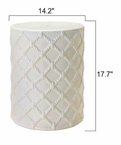 Balagui White Rope Pattern Ceramic Stool