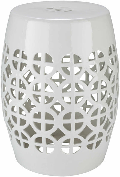 White White Geometric Ceramic Stool