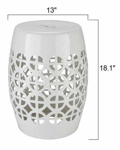 White White Geometric Ceramic Stool