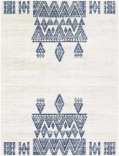 Wakita White/Navy Tribal Rug - Clearance