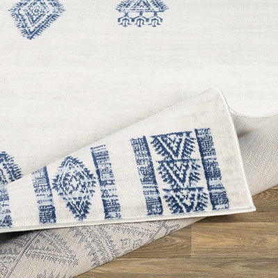 Wakita White/Navy Tribal Rug - Clearance