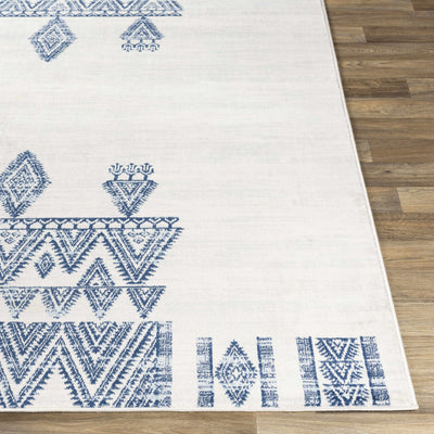 Wakita White/Navy Tribal Rug - Clearance