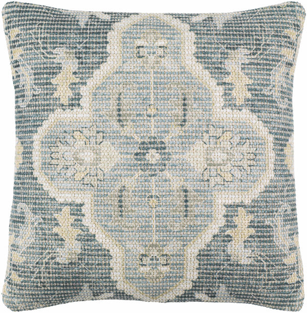 Bigaa Teal Medallion Square Throw Pillow