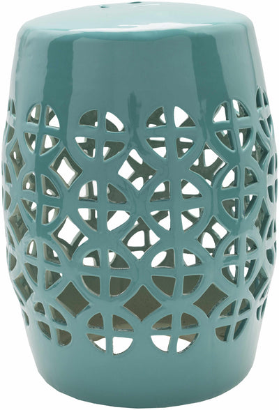 Blue Teal Geometric Ceramic Stool