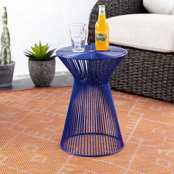 Blackrock Navy Modern Wire Drum End Table