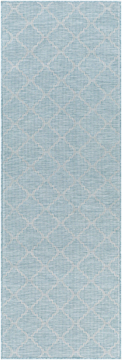 Unique Outdoor Trellis Area Rug, Aquamarine - Clearance